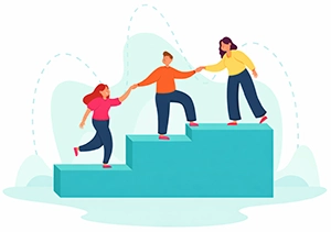 Illustration symbolisant un accompagnement progressif vers la réussite