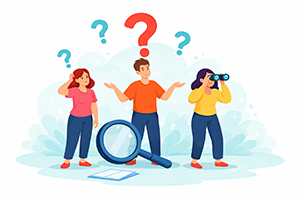 Illustration de personnes se posant des questions